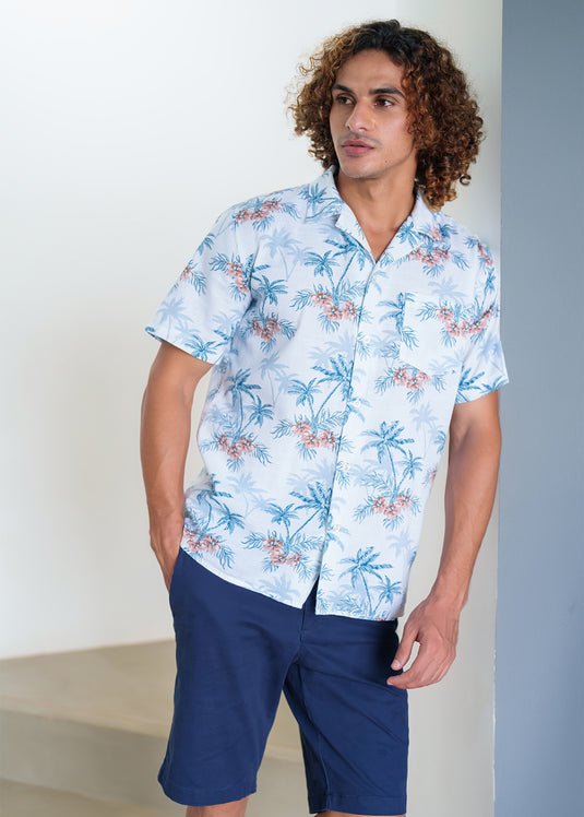 Casual Wear Printed Cuban Collar S/S Shirt