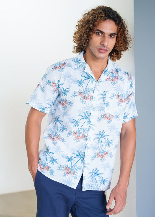 Casual Wear Printed Cuban Collar S/S Shirt