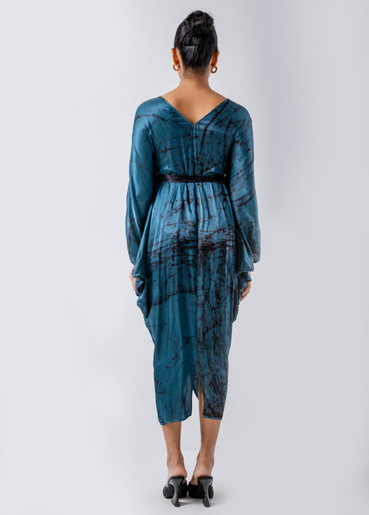 Batik Floral Draped Kaftan