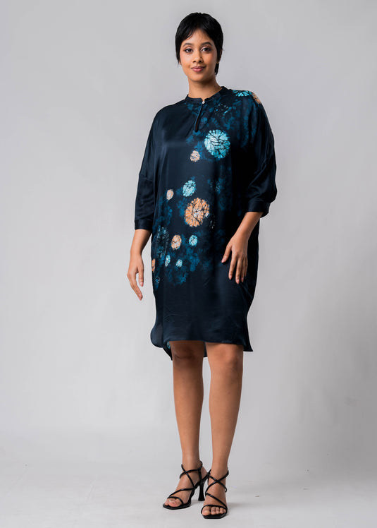 Batik Floral Chinese Collar Dress