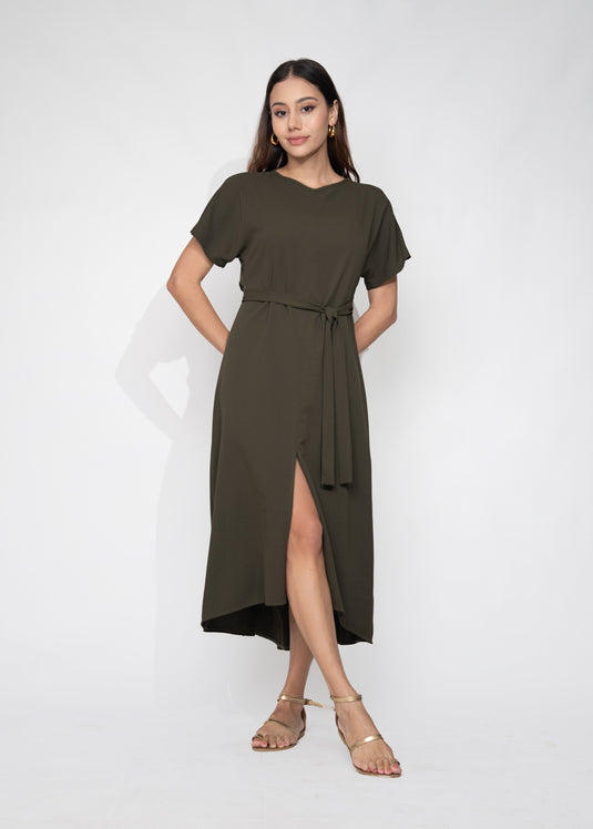 Midi Dress With Front Slit