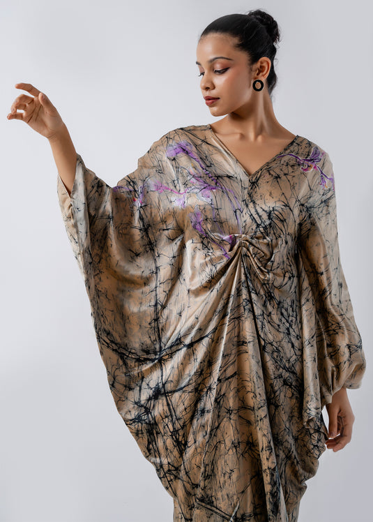 Batik Floral Draped Kaftan