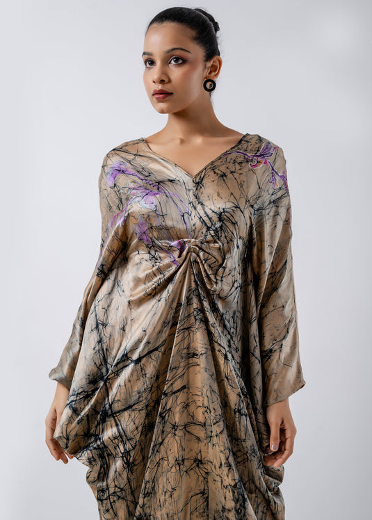 Batik Floral Draped Kaftan