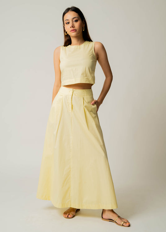 Flared Maxi Skirt With Side Pockets