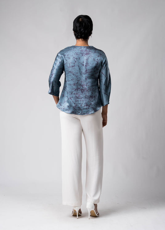 Batik orchid hand printed top