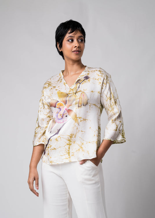 Batik orchid hand printed top