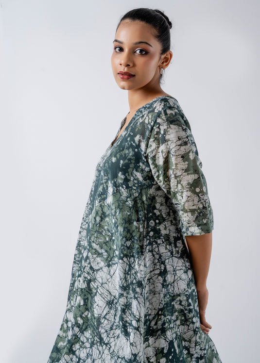 Batik V-Neck Mullet Dress