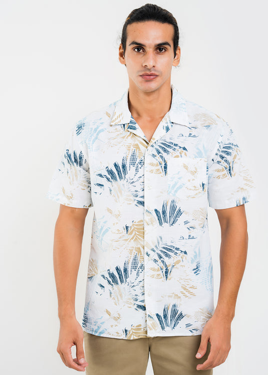 Casual Wear Printed Cuban Collar S/S Shirt