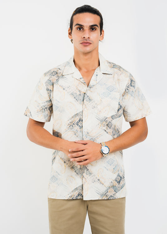 Casual Wear Printed Cuban Collar S/S Shirt