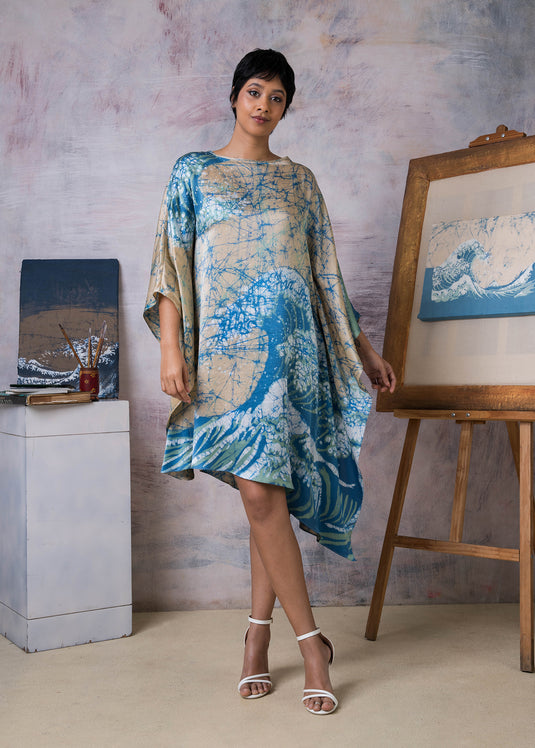 Hokusai The Great Wave Painting inspired kaftan dress