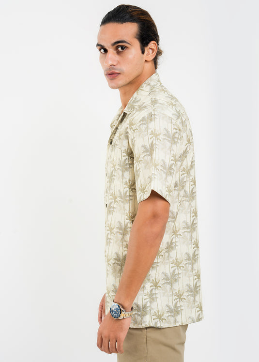 Casual Wear Printed Cuban Collar S/S Shirt