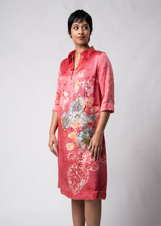 Batik hand floral hand printed straight dress