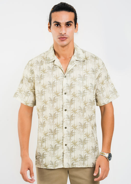 Casual Wear Printed Cuban Collar S/S Shirt