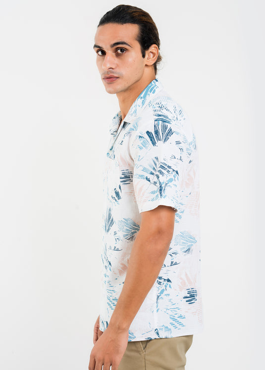 Casual Wear Printed Cuban Collar S/S Shirt