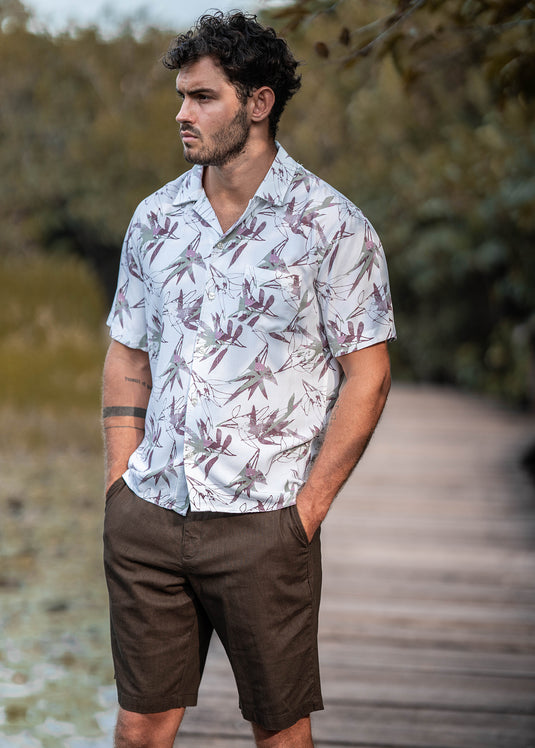 Casual Wear Printed Cuban Collar S/S Shirt