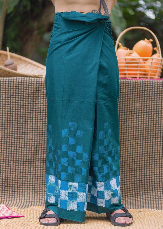 Batik Sarong With Squares Printed Border