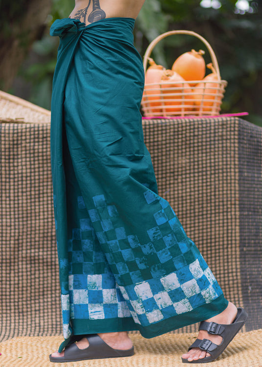 Batik Sarong With Squares Printed Border