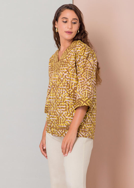 Batik  V-neck top