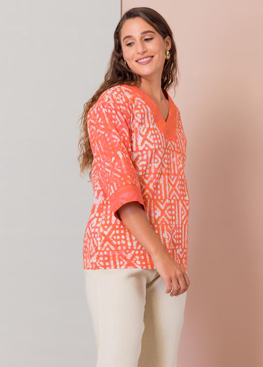 Batik  V-neck top