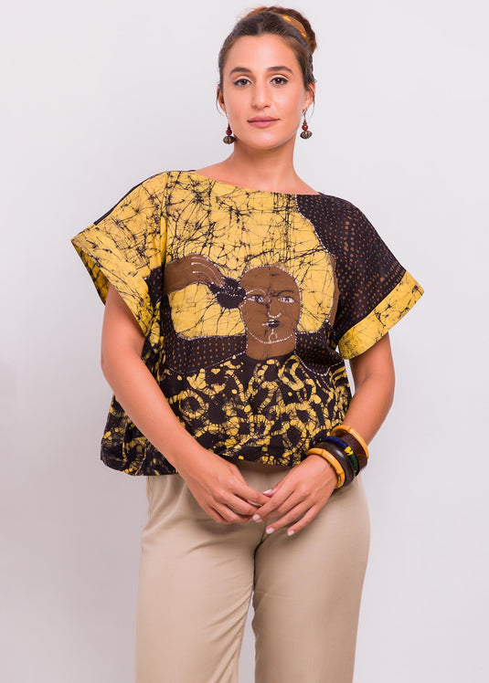 Boatneck Batik Potrait Top