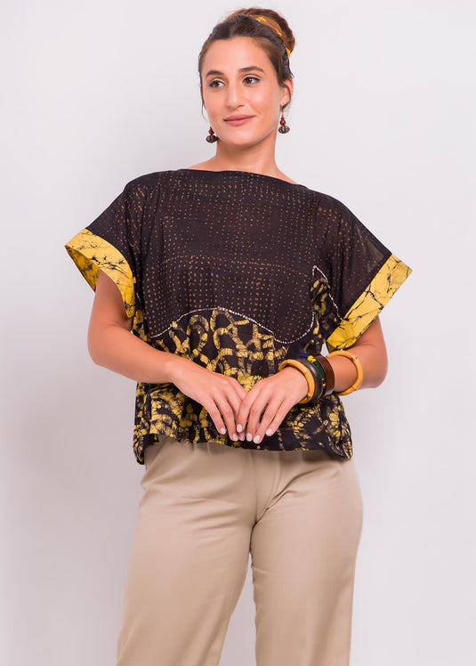 Boatneck Batik Potrait Top