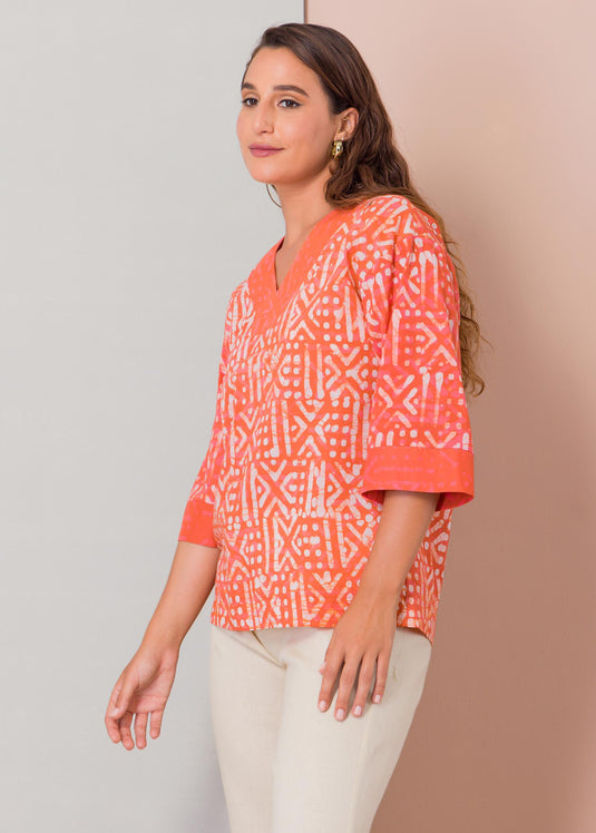 Batik  V-neck top