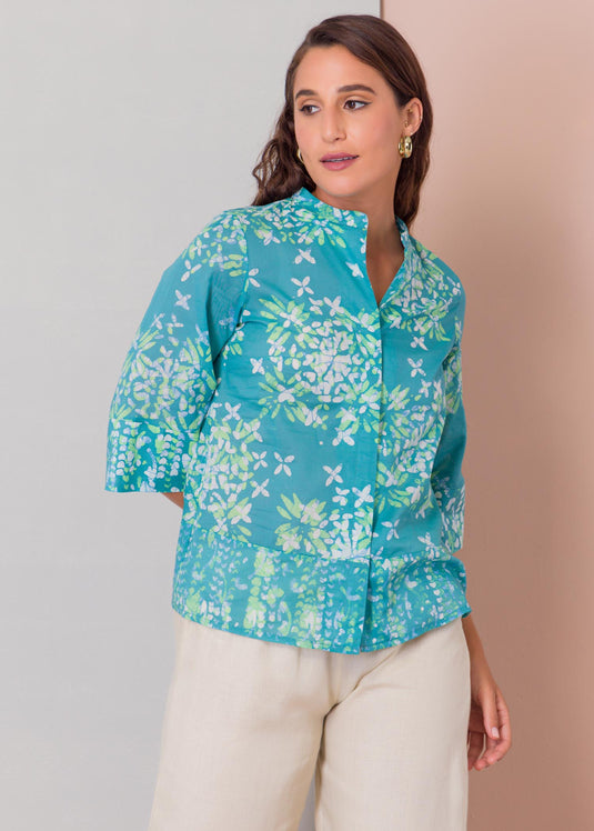 Batik floral printed top