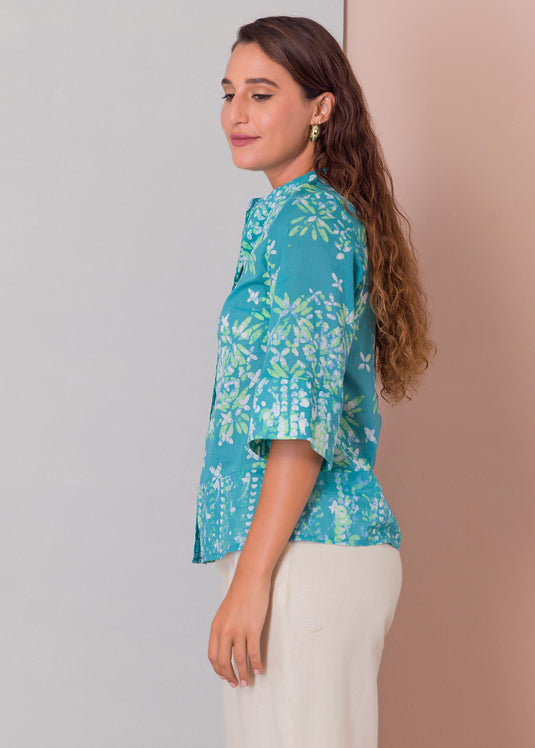 Batik floral printed top