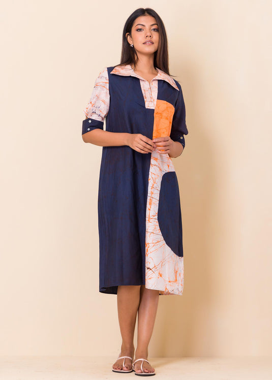 Batik Geomatrical Shapes Printed Shirt Dress