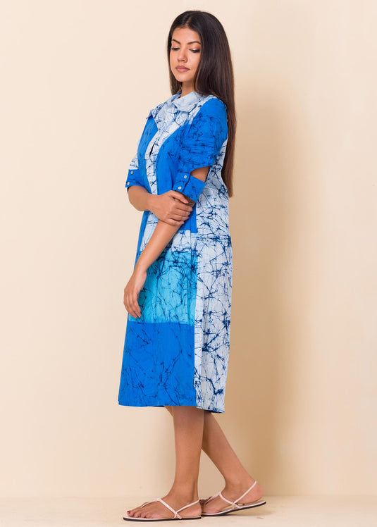 Batik Geomatrical Shapes Printed Shirt Dress