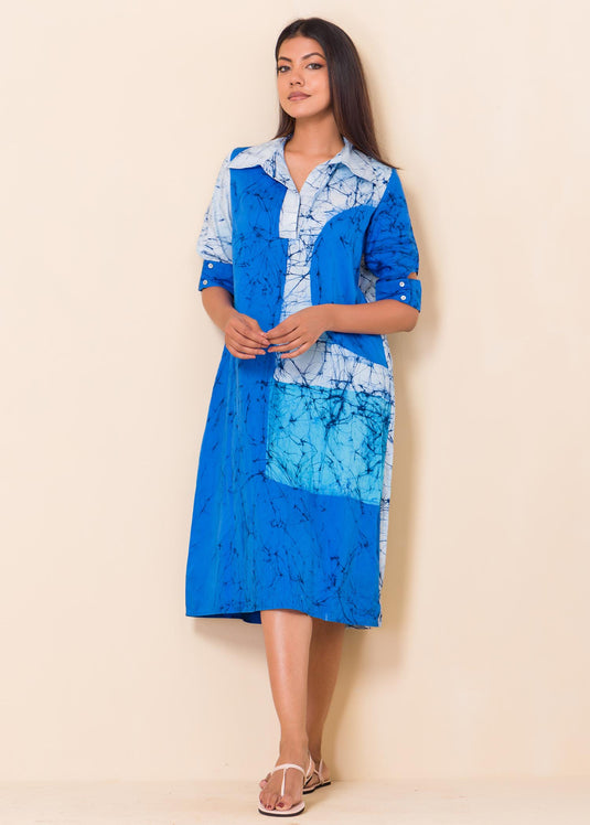 Batik Geomatrical Shapes Printed Shirt Dress