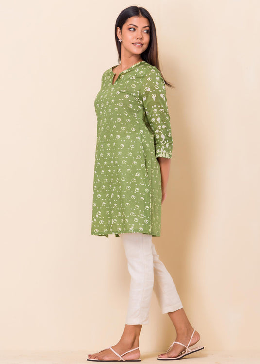 Batik Olive Green Kurtha Top