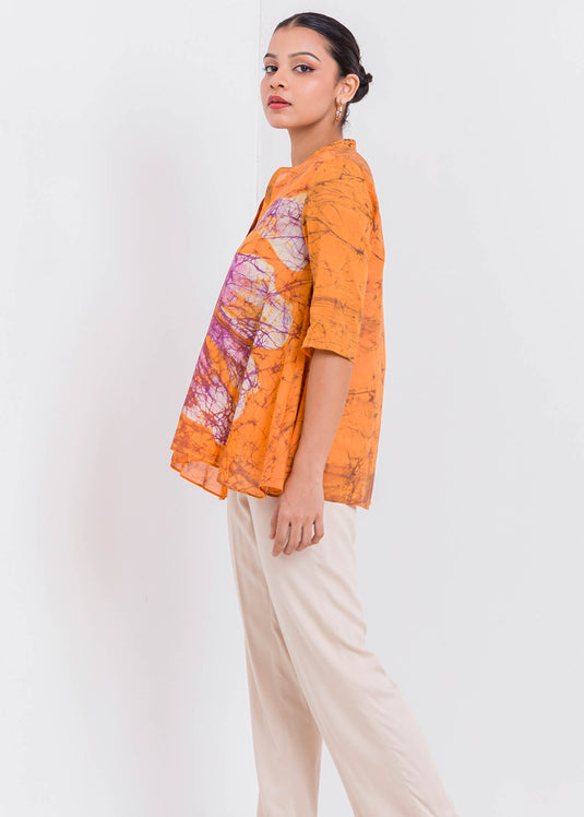 Batik Flared Flower Hand Printed Top