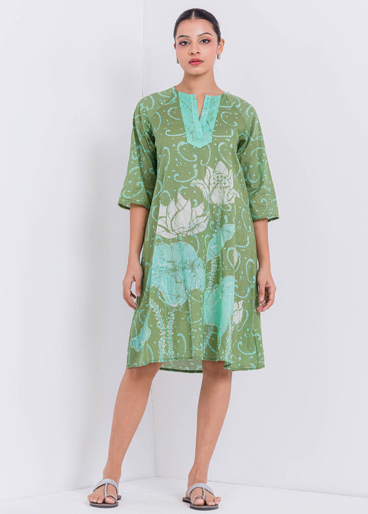 Batik Lotus Hand Printed Dress