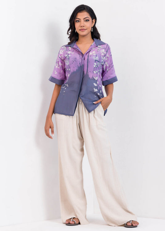 Floral detailed batik shirt