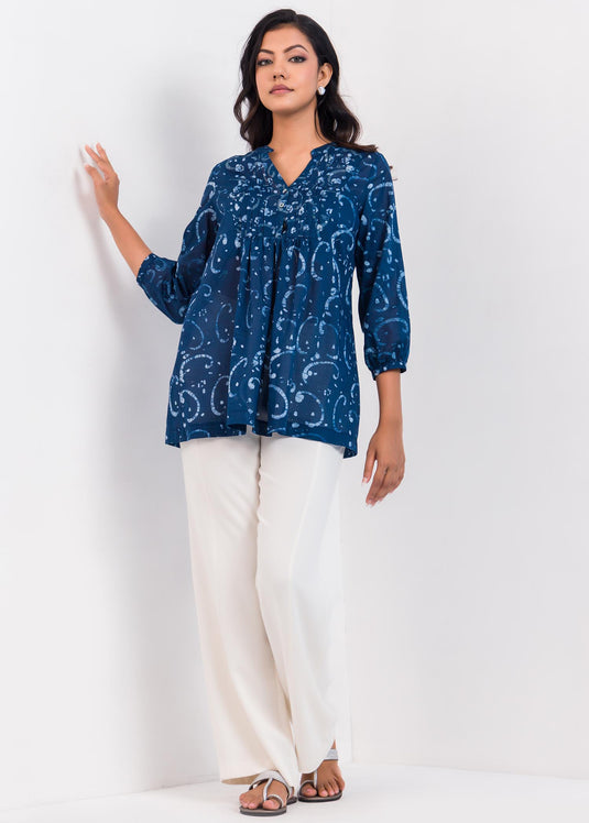 Batik Pin Tucked Top