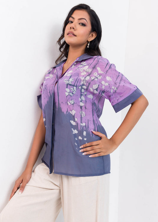 Floral detailed batik shirt