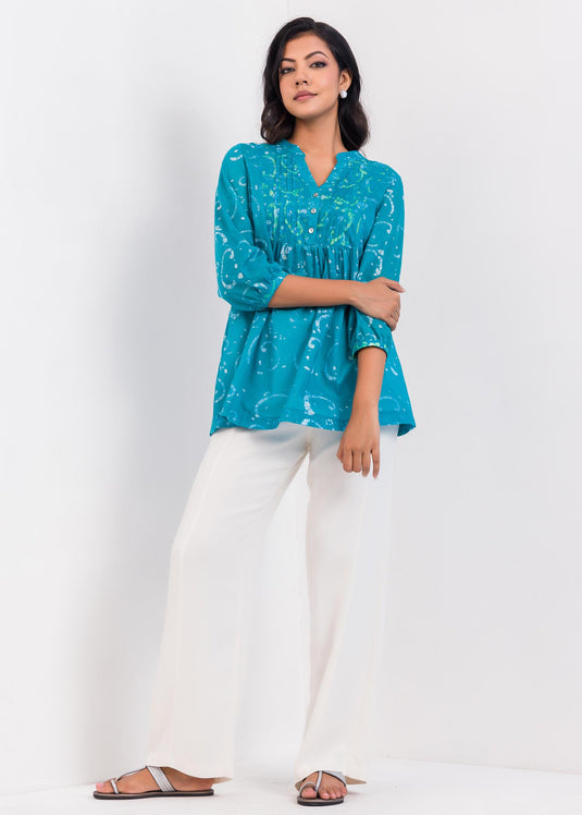 Batik Pin Tucked Top