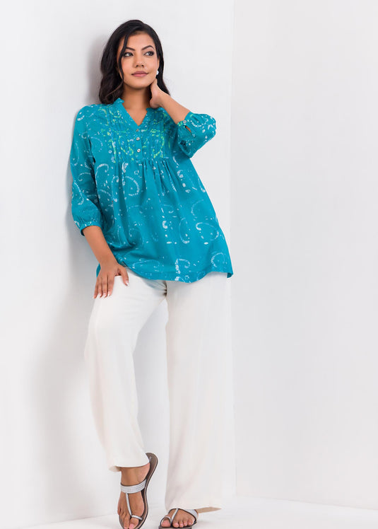 Batik Pin Tucked Top