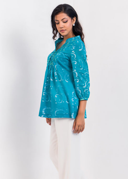 Batik Pin Tucked Top