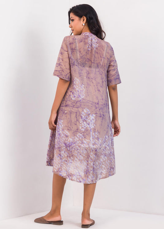 Pin Tucked Detailed Batik Floral Dress