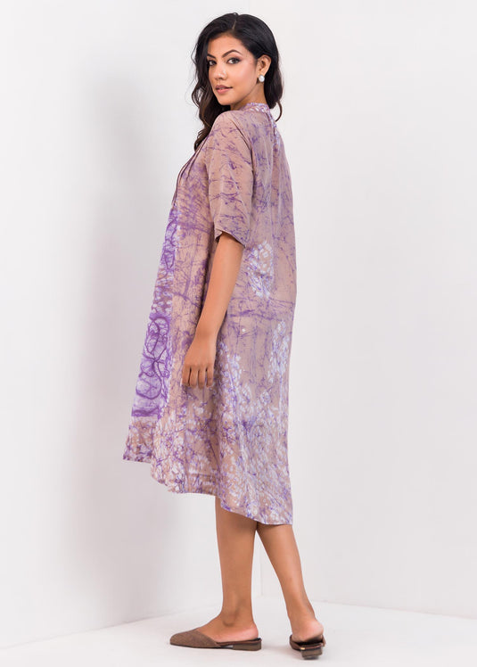 Pin Tucked Detailed Batik Floral Dress