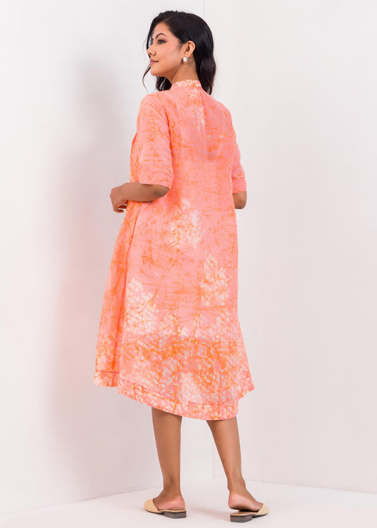 Pin Tucked Detailed Batik Floral Dress