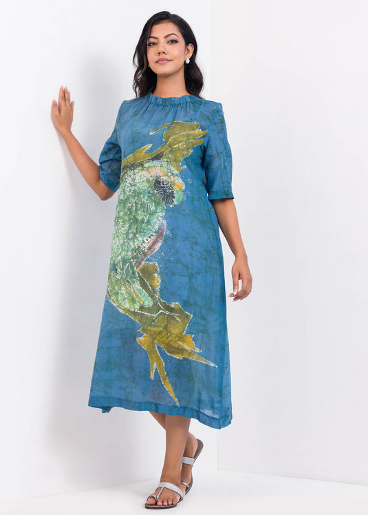 Birdie detailed batik mid - calf dress