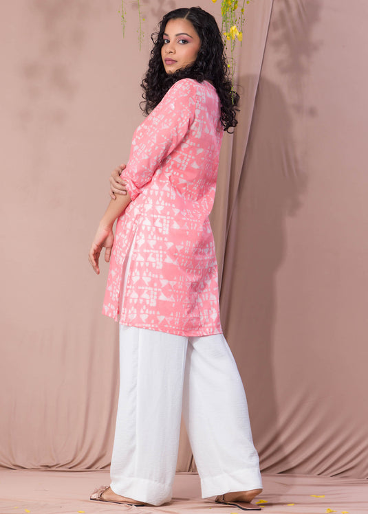 Peachy Pink Batik Kurtha Top