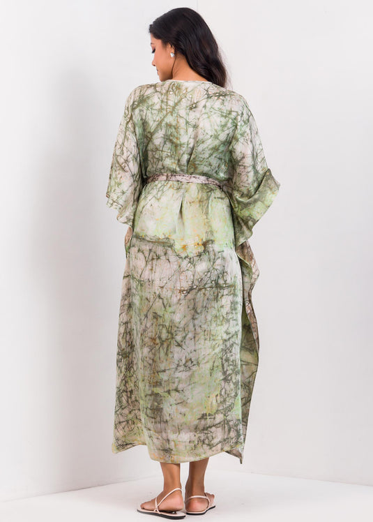 V-Neck Batik Kaftan Dress