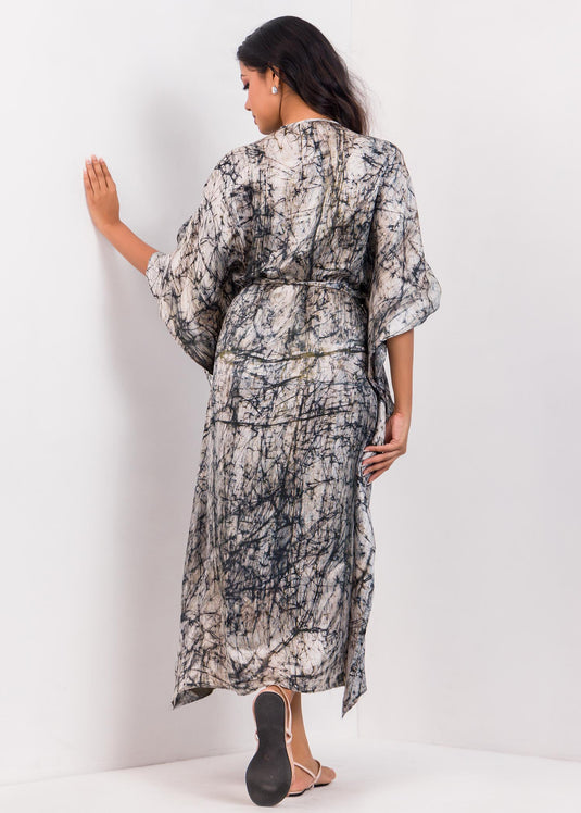 V-Neck Batik Kaftan Dress