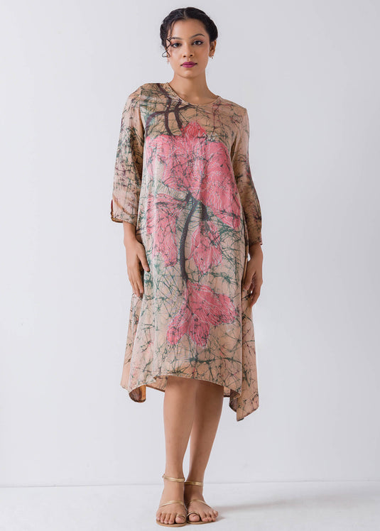 Round Neck Floral Flowy Dress