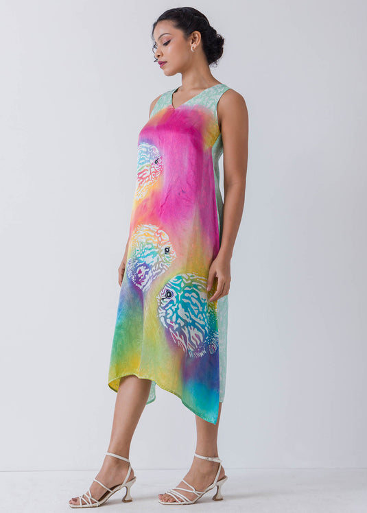 Multi Coloured Sleeveless Batik Dress