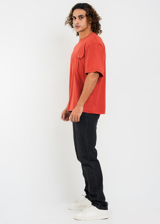 Mens Oversized Crew Neck T-Shirt With Detailed Pkt.